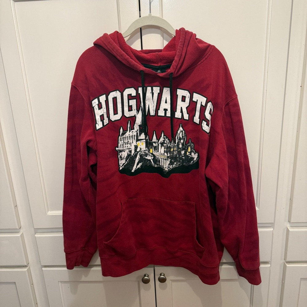 Harry Potter Hogwarts Castle Hoodie Maroon Red Tie Dye Pullover Mens XL